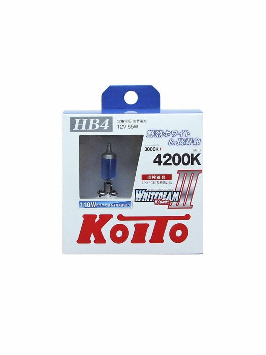 KOITO HB4 12V-55W (P22d) +80% света Whitebeam (100W) 2 шт.
