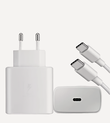 Изображение товара Зарядное устройство для Samsung 45W / Адаптер питания + кабель USB Type-C 5A / Супер быстрая зарядка 45W / White