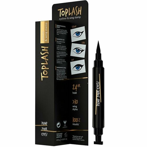 TOPLASH Подводка-фломастер для глаз со штампом для стрелок Eyeliner And Wing Stamp toplash eyeliner and wing stamp стойкая подводка со штампом для стрелок