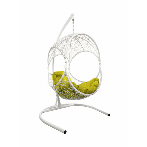 Подвесное кресло M-group орех, с ротангом белое жёлтая подушка