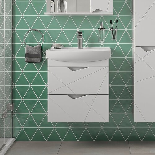 Изображение товара Тумба подвесная SanStar Линни 55 Без раковины для ванной комнаты, белая