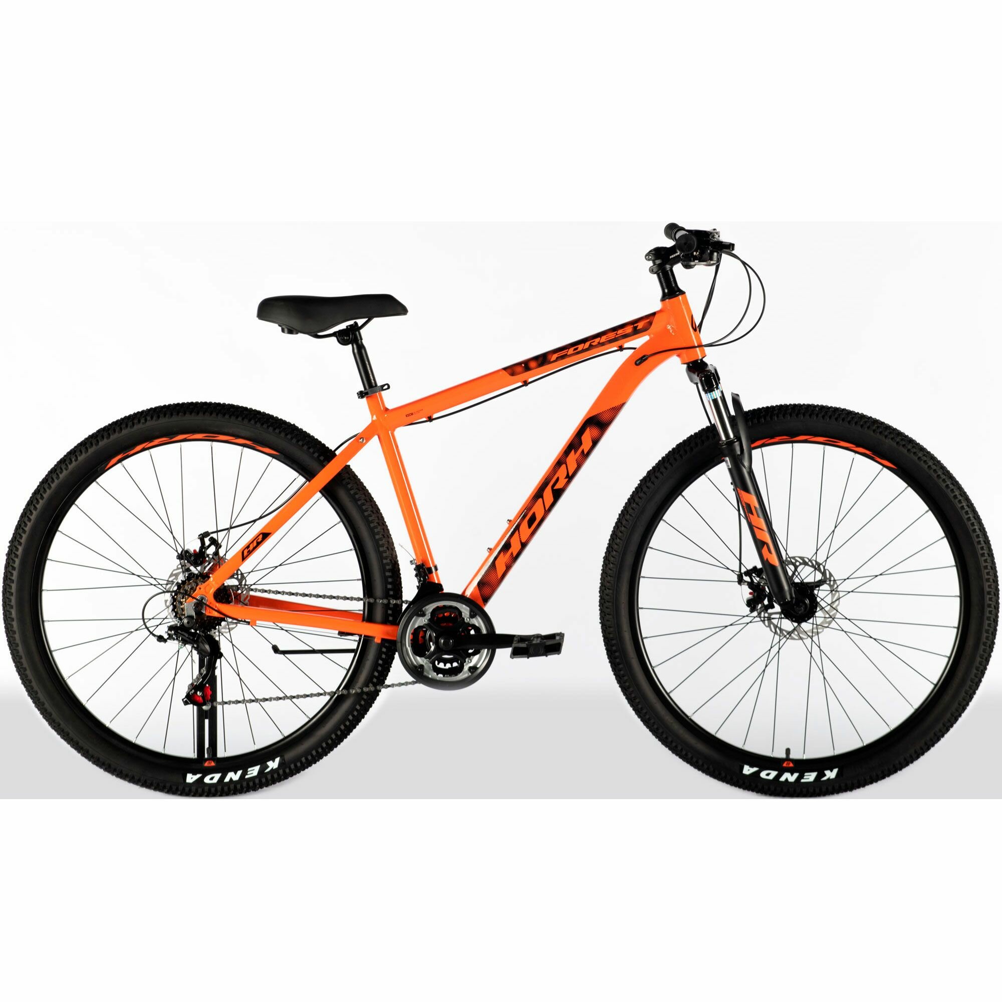Велосипед горный HORH FOREST FMD 9.0 29 (2024), хардтейл, взрослый, мужской, алюминиевая рама, 21 скорость, дисковые механические тормоза, цвет Orange-Black, оранжевый/черный цвет, размер рамы 21", для роста 185-195 см