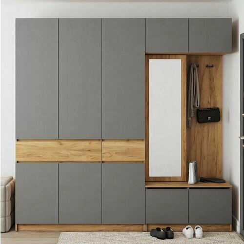 Прихожая 2,25 м (2250*2200*500) Дуб крафт/графит серый