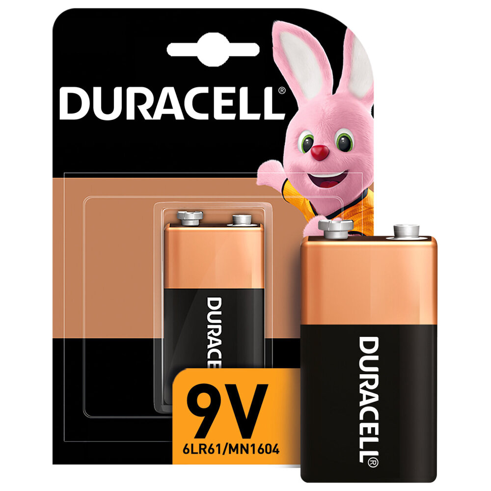 Батарейка DURACELL Basic, 6LR61 (крона), Alkaline, 1 шт, в блистере, 9 В упаковка 2 шт.