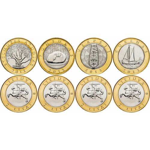 Литва 2 лита, 2013 Создано человеком и природой - набор 4 монеты литва 2 лита 2008 г