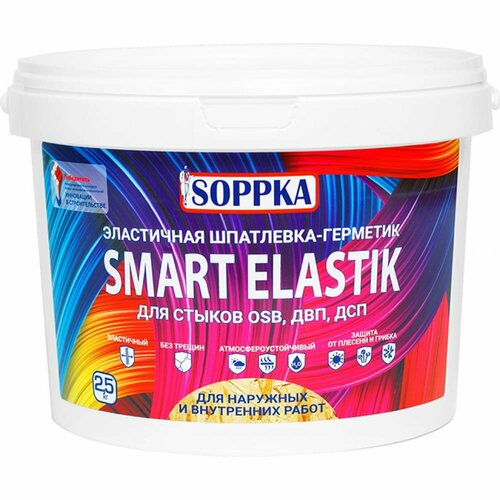 semin шпатлевка fibrelastic эластичная 300 г туба Эластичная шпатлевка-герметик для OSB SOPPKA SMART ELASTIK