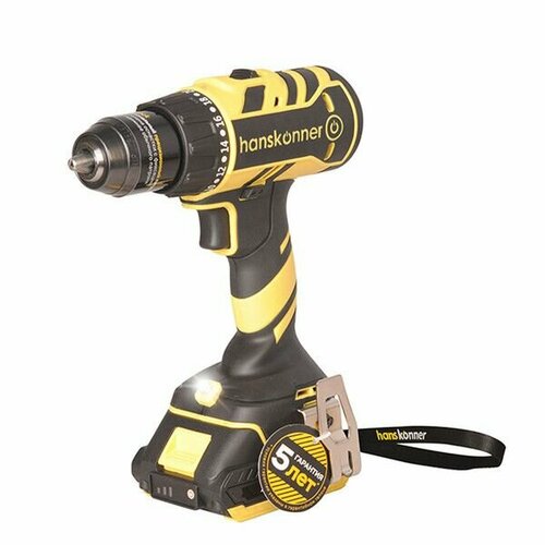 Дрель-шуруповерт аккумуляторная бесщеточная Hanskonner HCD1865 18В 2Ач Li-Ion 2 АКБ и ЗУ 56992₽