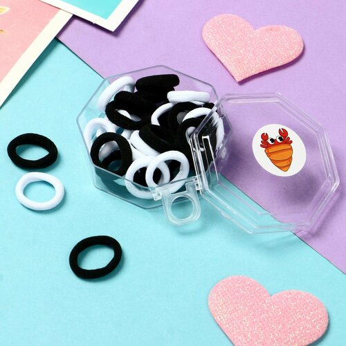 Резинки для волос Махрушка океан набор 30 шт 15 см чёрный белый 1шт 313₽