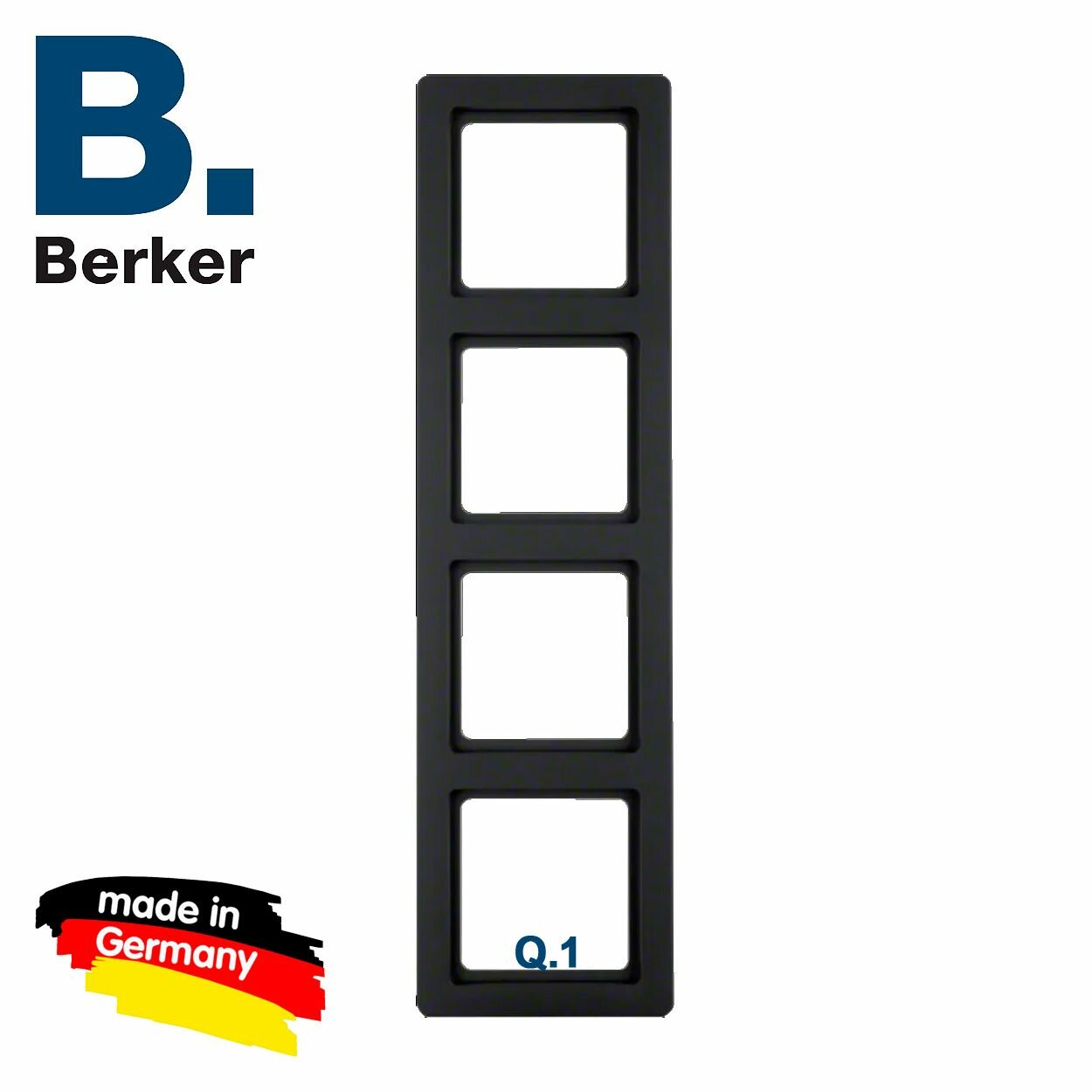 Рамка 4-местная, цвет: антрацитовый, бархатный лак, Berker Q.1, 10146086