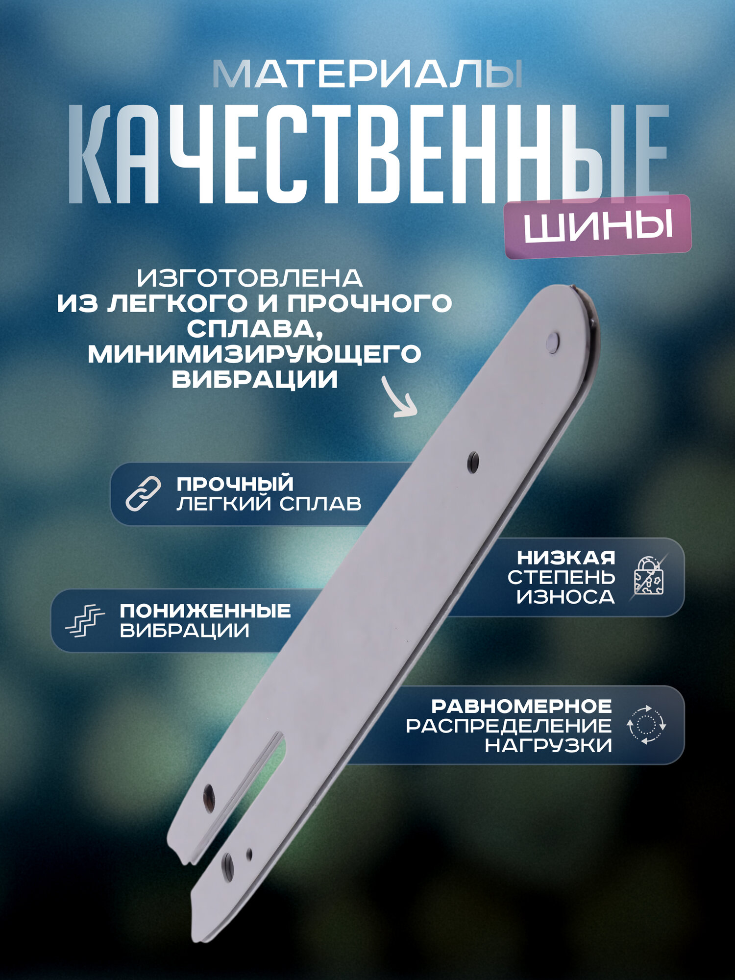 Изображение Шина и 3 цепи SHOUIN, для аккумуляторной мини пилы, 6 дюймов, 37 звеньев