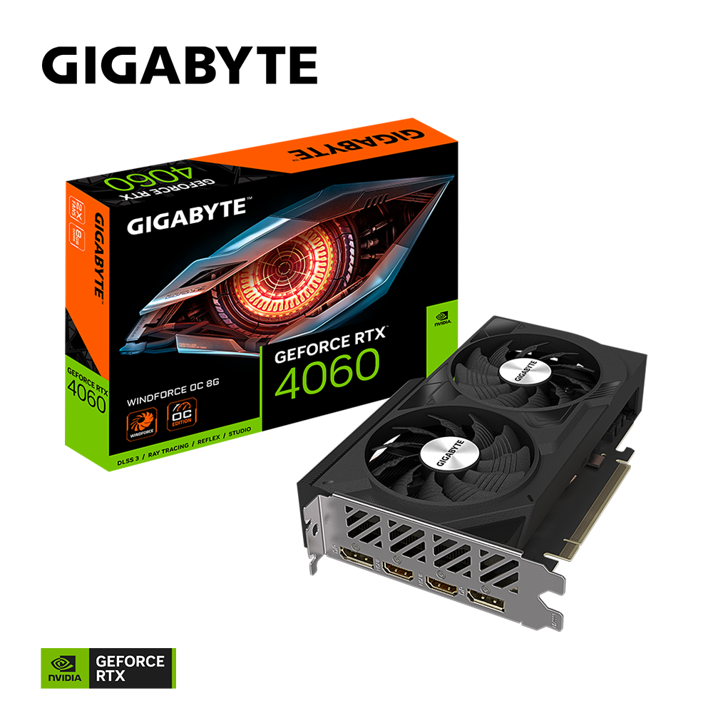 Видеокарта GIGABYTE GeForce RTX 4060 WINDFORCE OC 8GB (GV-N4060WF2OC-8GD)