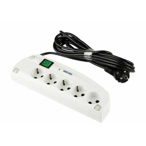 Сетевой фильтр VEKTOR Z, 5 розеток, с/з, 4А / 3500 Вт 5 м