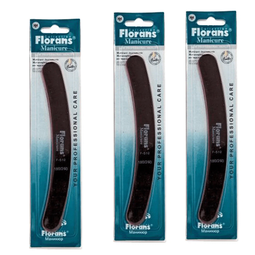 Пилка для ногтей Florans Бумеранг F-525 серая 80150 3 шт 555₽