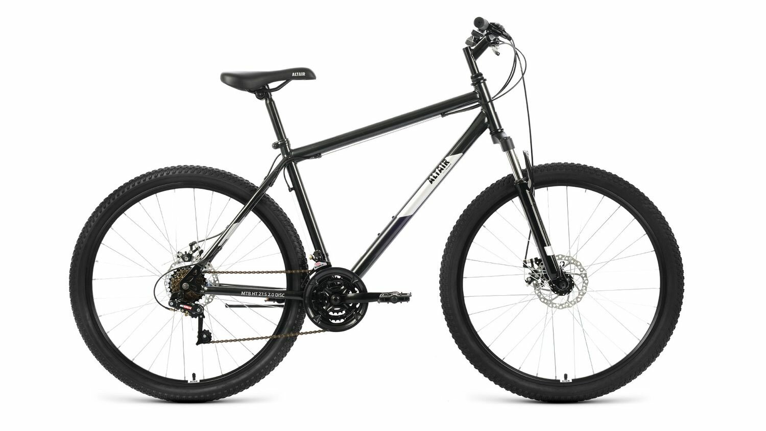 Велосипед Altair MTB HT 27.5 2.0 D (2022) (Велосипед ALTAIR MTB HT 27,5 2.0 D (27,5" 21 ск. рост. 19") 2022, темно-серый/черный, RBK22AL27150)