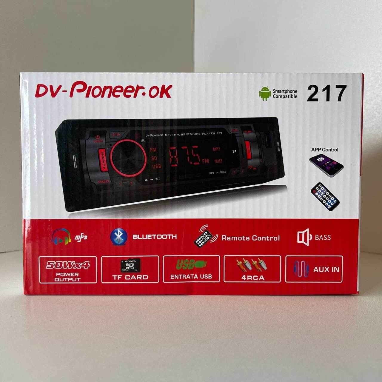 Автомагнитола Pioneer ok 217/ Магнитола 1 Din с Bluetooth AUX/