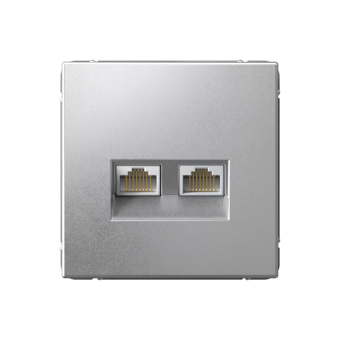 фото Розетка компьютерная двойная RJ45+RJ45, категория 6А, ARTGALLERY, механизм, цвет алюминий, GAL000388