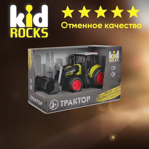 Машинка KID ROCKS трактор Красный 24 см / КИД рокс модель kid rocks вертолёт мчс масштаб 1 16 со звуком и светом yk 2117