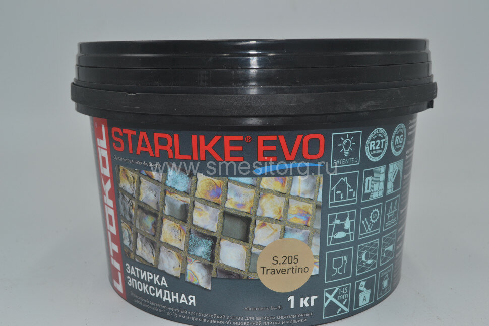LITOKOL STARLIKE EVO - NEW! S.205 TRAVERTINO эпоксидная затирка ведро 1 кг