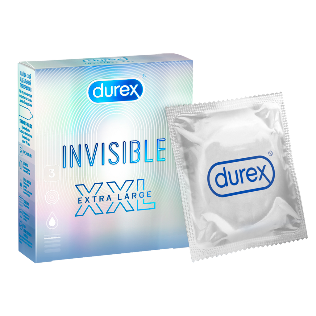 Презервативы Durex Invisible XXL из натурального латекса ультратонкие 3 шт