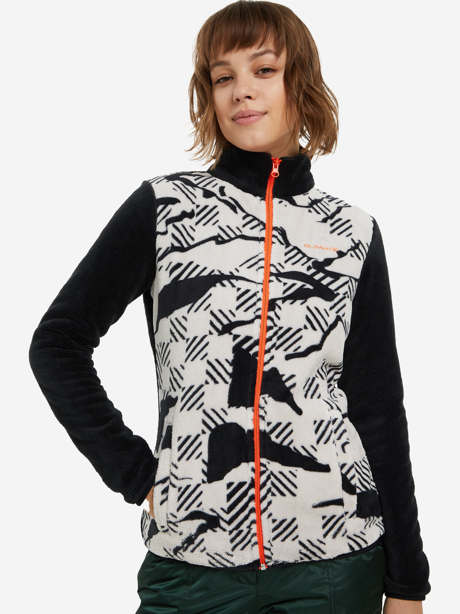 Джемпер GLISSADE Women's F/Z Fleece, размер 50/52, , черный/серый
