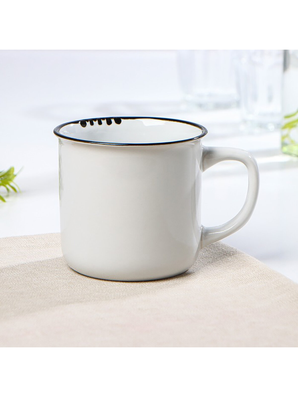 фото Кружка керамическая Доляна «Эмаль», 340 мл, цвет белый