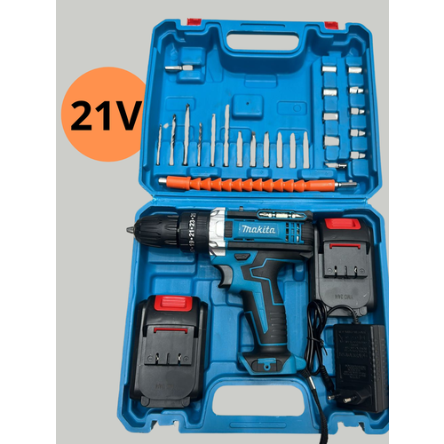 Шуруповерт с двумя аккумуляторами и набором бит 2900₽