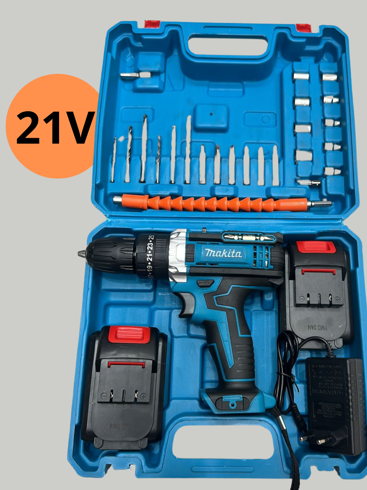 фото Шуруповерт с двумя аккумуляторами и набором бит