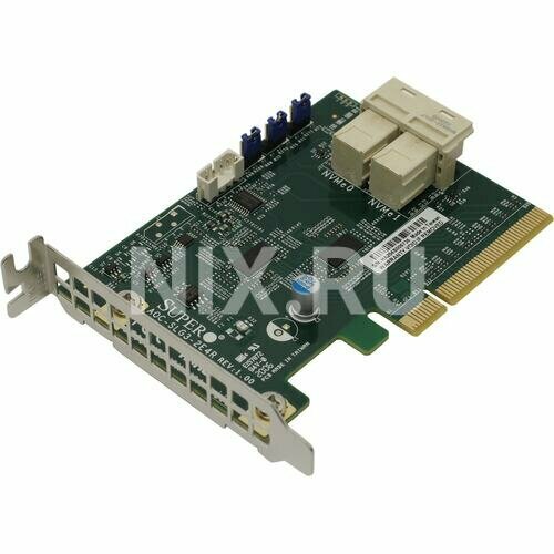 HBA-адаптер Supermicro AOC-SLG3-2E4R supermicro aoc slg3 2e4r o low profile 6 4gb s dual port nvme internal redriver aoc slg3 2e4r o