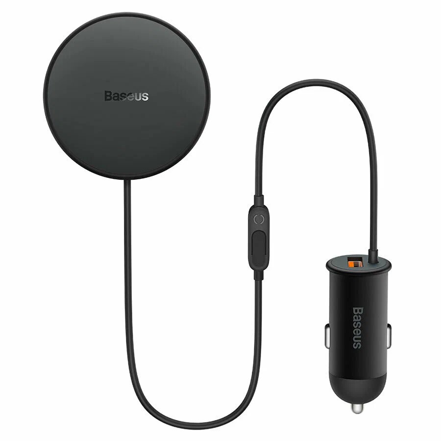 Автомобильное зарядное устройство Baseus CW01 Magnetic Wireless Charging Car Mount 40W (Wireless Charging 15w+USB-A 25W) черное (SUCX040001)