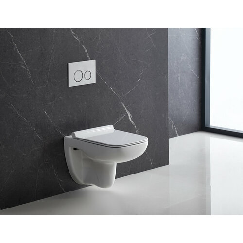 Унитаз подвесной Terminus Ното 04W50х35W безободковый, с сиденьем микролифт, белый