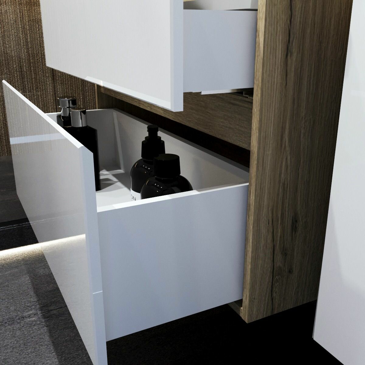 Тумба с раковиной в ванную, FAURAplus Аврора (Оливия) 60-2, напольная, фасад белый, глянцевый, раковина Classica. — фото 1