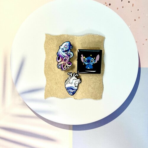 Комплект значков Ramona, белый, синий