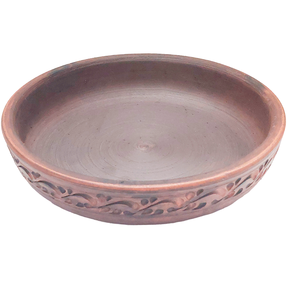 фото Глиненая сковорода ручной работы из красной глины "Кеци", 28см.