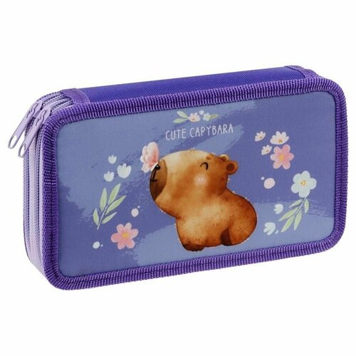 Пенал 2 молнии 190*110 ткань Capybara (4680) фиолетовый