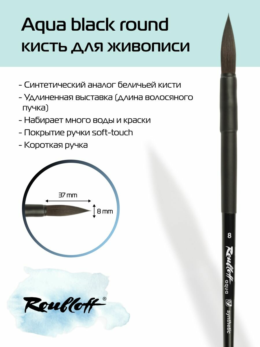 фото Комплект 2 штук, Кисть Roubloff Aqua Black round синтет. лайнер, корот. ручка №4 AqF1-e04.05TП
