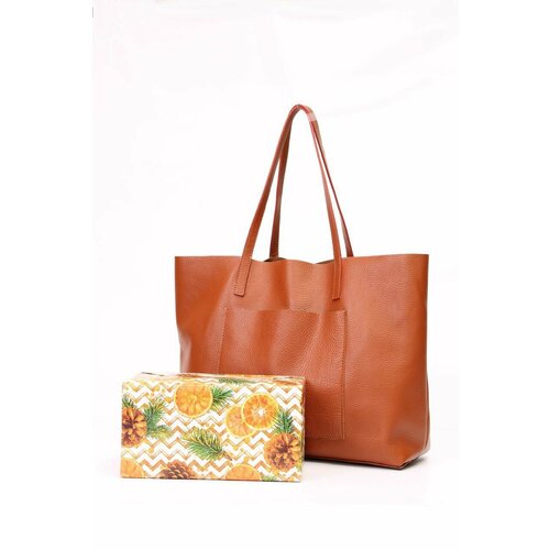 Сумка шоппер INTO, фактура матовая, зернистая, оранжевый