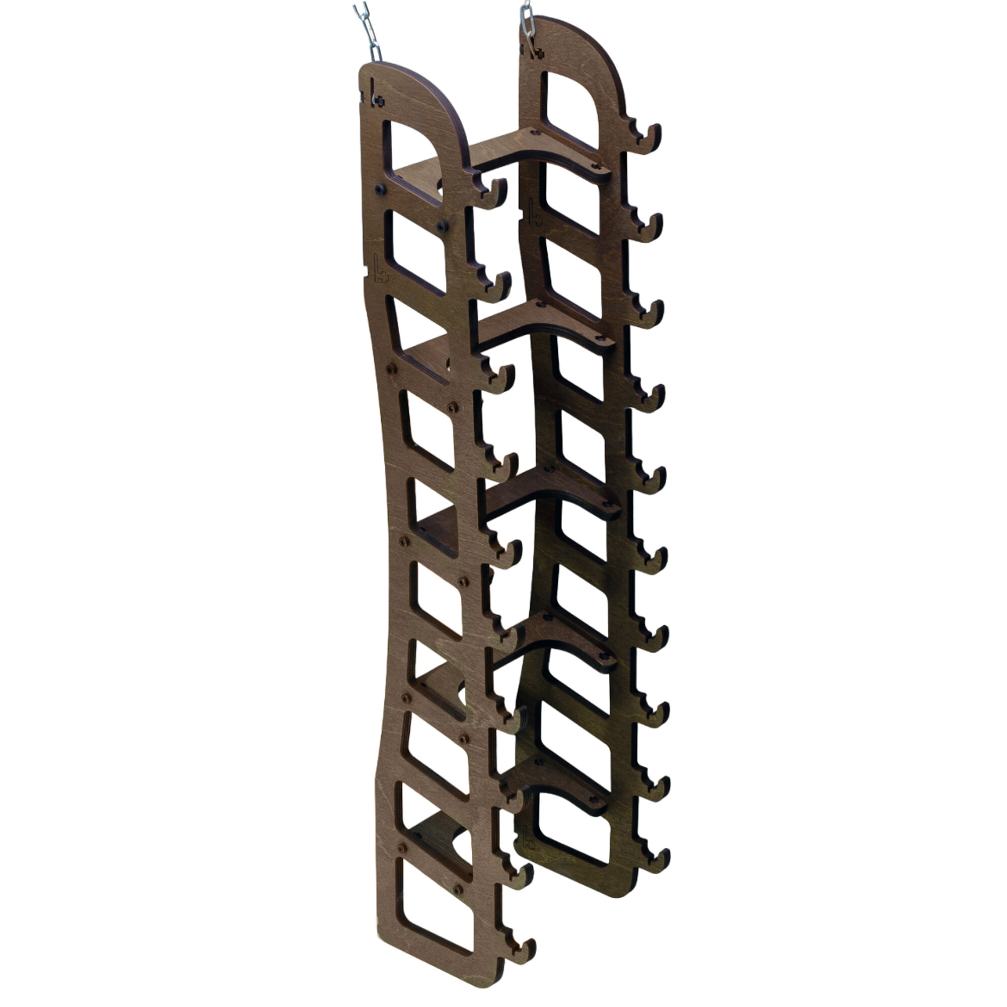 Изображение Подставка настенная для коллекционных ножей. 10 слотов с ножнами. Коричневая.