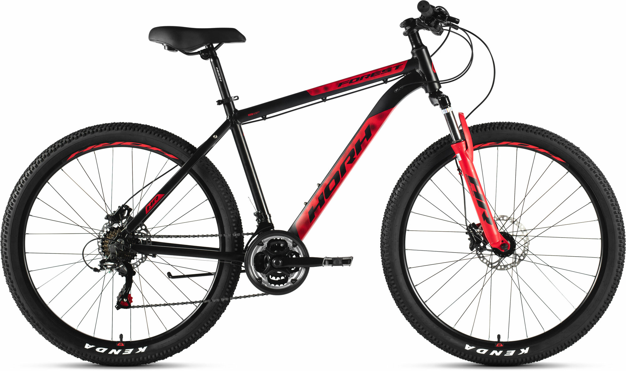 Велосипед горный HORH FOREST FHD 7.0 27,5" (2024), хардтейл, алюминий, цвет Black-Red, рама 13,5", рост 150-160 см