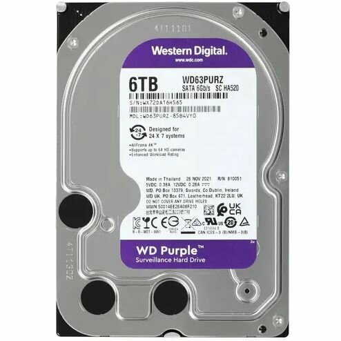 3.5" 6 ТБ Жесткий диск WD Purple Surveillance (WD62PURZ)