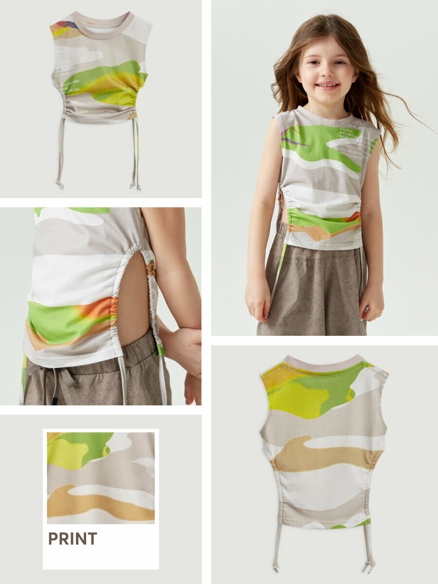 фото 88213, Детский топ Happy Baby, одежда для девочек, шнурки по бокам, абстрактный, размер 116-122