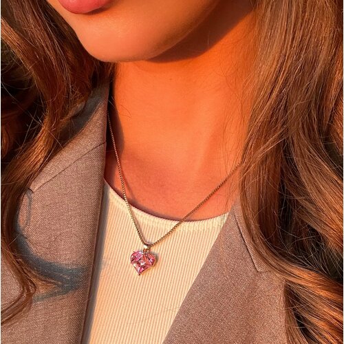 Колье, фианит, золотистый