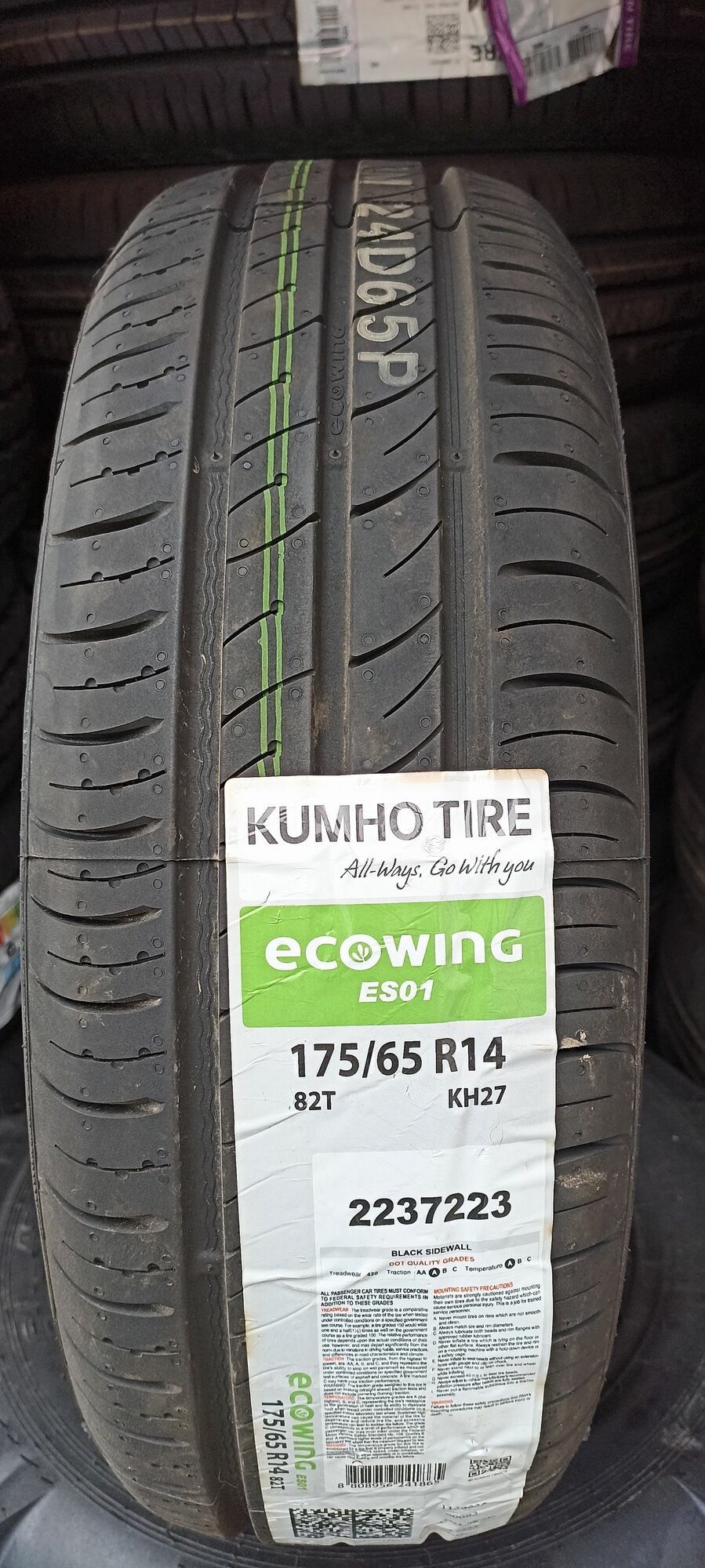 Летняя шина Kumho Ecowing KH27 175/65 R14 82T