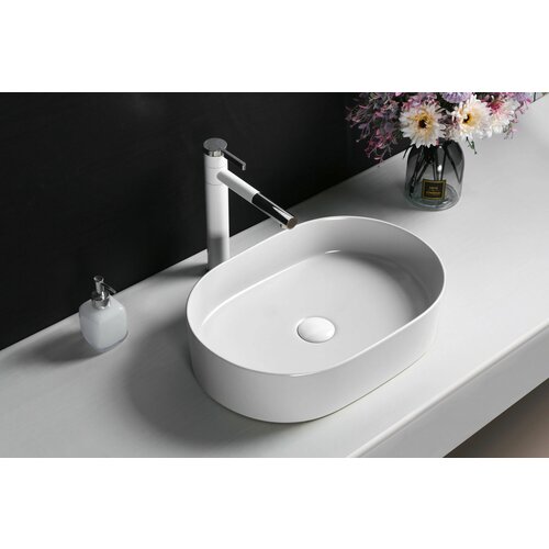 Раковина накладная Ceruttispa CR0055B 500х350х120 овальная белая