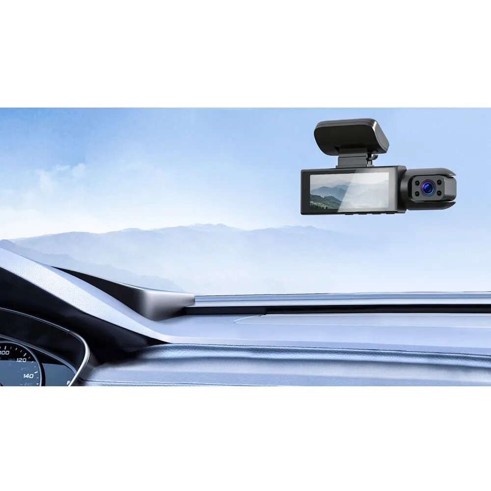 Автомобильный видеорегистратор с двумя объективами / Full HD разрешение / G-Sensor / IPS дисплей / Камера в салон / Ночной режим — фото 1