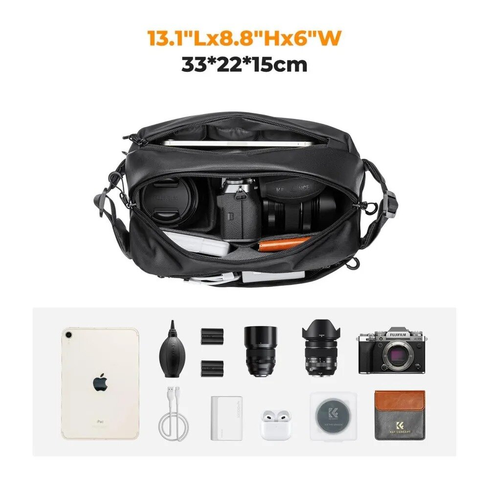 Cумка-слинг для фотоаппарата через плечо K&F Concept Alpha Sling Bag 10L, черная — фото 1
