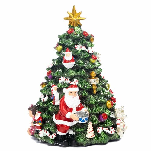 Музыкальная шкатулка Goodwill зеленая елочка с Сантой 16 см 11880₽