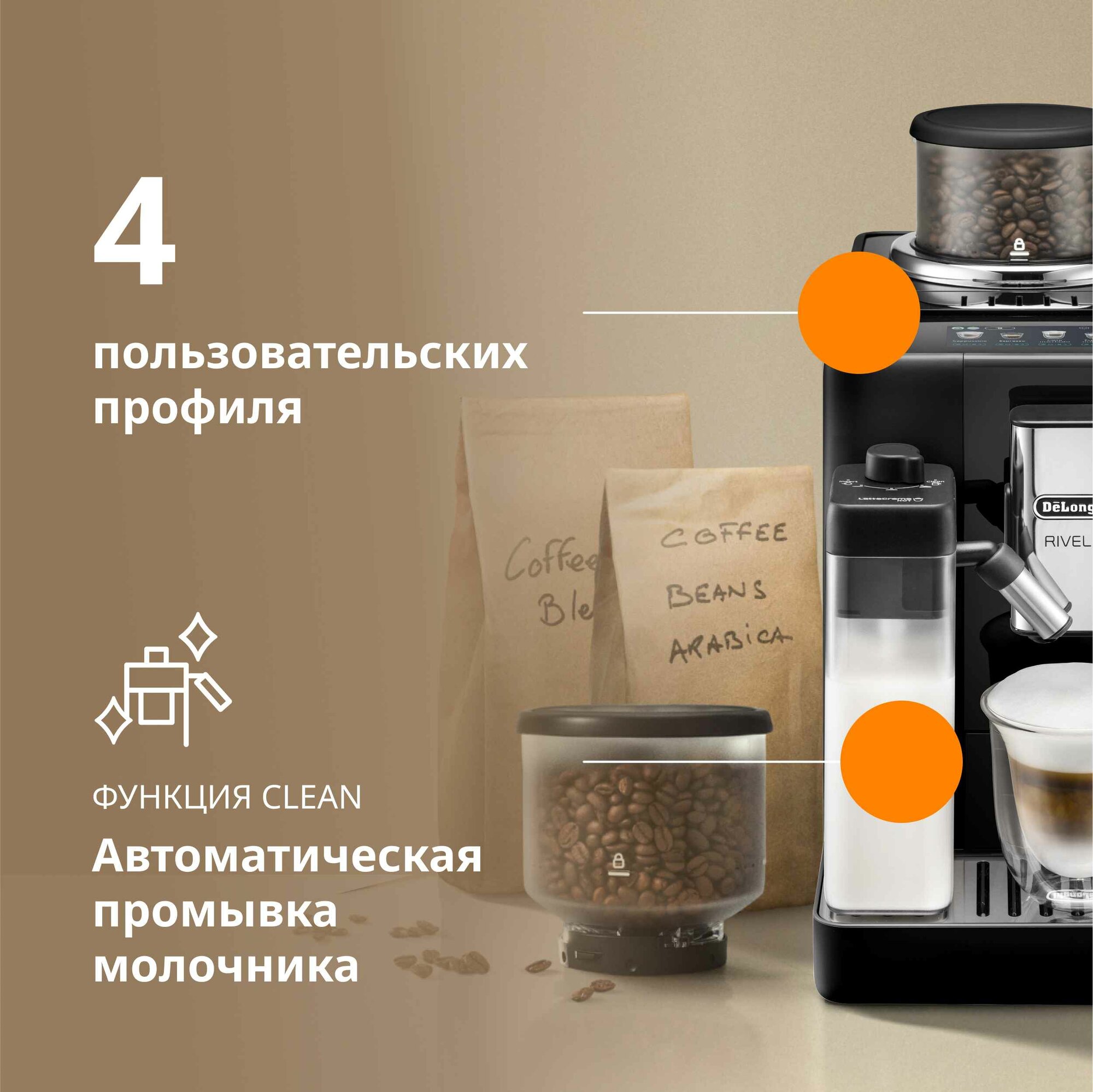 Автоматическая кофемашина DeLonghi Rivelia Perfetto EXAM440.55. B Цвет Черный — фото 1