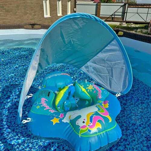 Детский плавательный надувной круг KidsChil, синий, XL