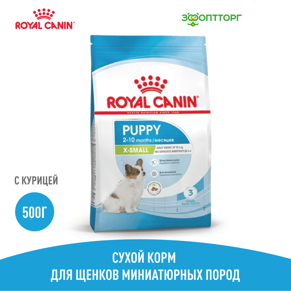 Royal Canin X-Small Puppy для щенков миниатюрных пород Курица, 500 г.