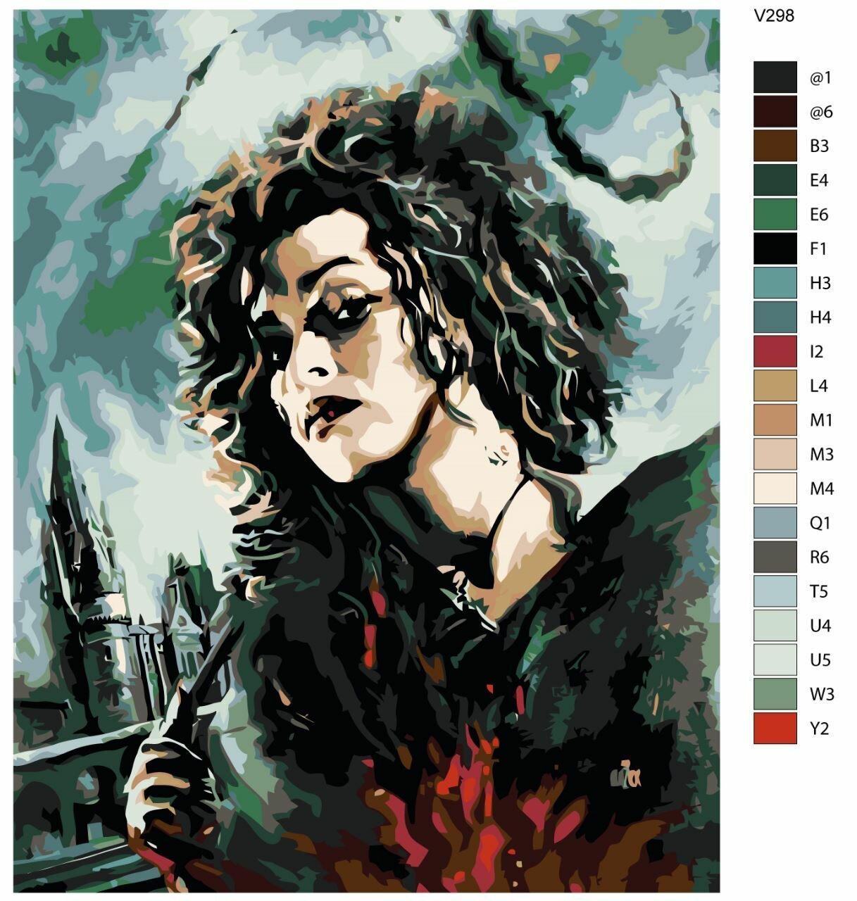 Картина по номерам V-298 "Гарри Поттер (Harry Potter). Беллатриса Лестрейндж", 40x50 см